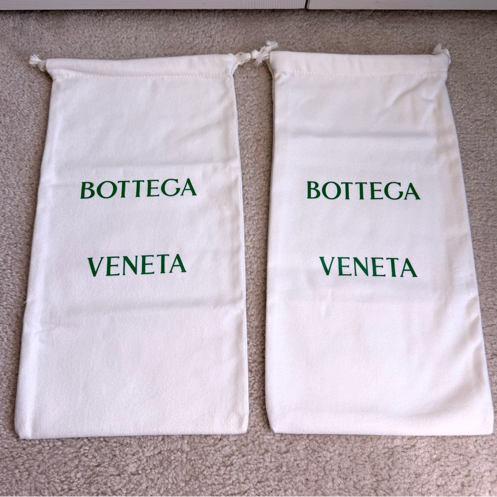 2 Set BOTTEGA VENETA Drawstring White Shoe Storage Dust Bag 16” x 8” Flannel